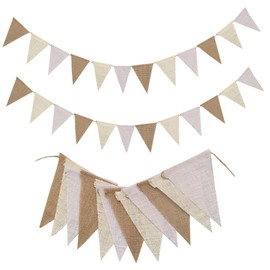 12Pcs Vintage Gradient Hessian Burlap Bunting Banner Wedding Party Photography Props (11.8Ft