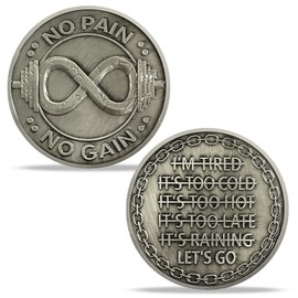 BHealthLife Fitness Challenge Coin Inspirational Athletes Incentive, Workout Souvenir No Excuses Motivational Commemorative Encouragement Coin for Gym Lovers