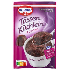 Dr. Oetker Tassenküchlein Schoko, 12er Pack, 12 x 55 g, Kuchenmischung für ein Schoko-Küchlein in der Tasse, Tassenkuchen für die Mikrowelle, einfach zubereitet, vegetarisch