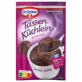 Dr. Oetker Tassenküchlein Schoko, 12er Pack, 12 x 55 g, Kuchenmischung für ein Schoko-Küchlein in der Tasse, Tassenkuchen für die Mikrowelle, einfach zubereitet, vegetarisch