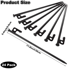 CYEAH 24 Pcs Tent Stakes, Heavy Duty 12 inch Steel Tent Pegs, Forged Steel Tent Stakes Heavy Duty, Metal Tent Pegs for Camping, Metal Stakes for Tent Used on Rocks, Snowfield and Grassland