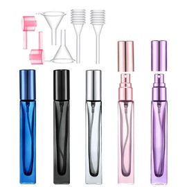 Yikimyfo Glass Refillable Perfume Bottle, 5 Pcs 10ml/0.34oz Travel Perfume Atomizer Fine Mist Spray Bottles Small Cologne Sprayer Leak-proof Perfume Bottles Empty Perfume Container with Tool