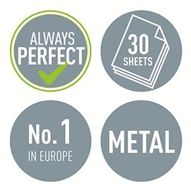 Leitz Leitz Büro Locher aus Metall, Für 30 Blatt, Anschlagschiene mit Formatangaben, Ergonomisches Design, hellrot, 50080020