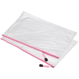 sourcing map Mesh Zipper Bags, A4 Size Plastic Zip File Pouch Document Folders for Home Office Travel, Pink Pack of 12