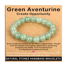 AD Beads Handmade Gemstone Stretch Elastic Bracelet Crystal Healing Reiki Nature's Beauty and Spiritual Essence Unisex (12mm, Green Aventurine (Opportunity))