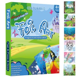 Art & Craft Kit - Foil Art Activity for Kids, Craft Kits Supplies, Kids Party Favors, DIY Creative Coloring Activity, Travel Toys, Gifts for Girls & Boys Ages 4, 5, 6, 7, 8, 9