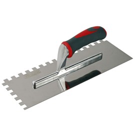 Faithfull SGTNOT10S Soft Grip Notched Trowel Stainless Steel 13 x 4 1/2-inch,Red/Grey