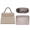 Satin Purse Organizer Insert for Hermes Kelly 25, Etoupe grey