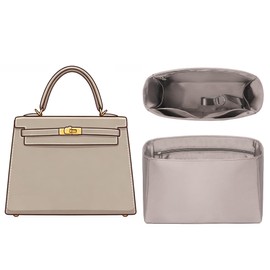 Satin Purse Organizer Insert for Hermes Kelly 25, Etoupe grey