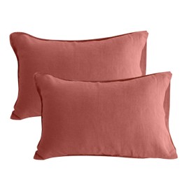 S VICTORY SYMBOL 100% Organic Linen Pillowcases Standard 20x30inch 2 Pack,French Natural Washed Flax Pillow Cases,Clay Linen Pillow Cover,Durable&Breathable Comfortable