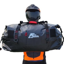 Motorcycle Waterproof Duffel Bag With Tie Down Straps, Marine Grade (60 Liter/15.8 Gallon, Rocky Series, Black)