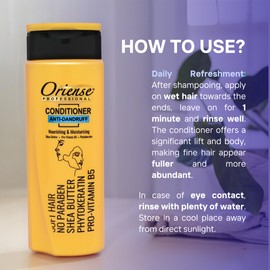 Oriense Professional Anti-Dandruff Conditioner - Argan & Sweet Almond Extracts with Shea Butter & Glycerin & Panthenol for Luxury Care - Silicone, Paraben and Dye-Free 12.2 fl.oz