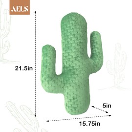 AELS 22 Inches Cactus Decorative Throw Pillow, Cute Succulent Throw Pillow, 3D Office Nap Pillow, Cactus Plush Pillow for Nursery Bedroom Room Decor, Sage Green