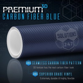 Premium Top Grade Real Sheet Overlay 60"x72" In Vinyl Wrap Bubble Free Air Release - 3D Blue Carbon Fiber Matte Roll