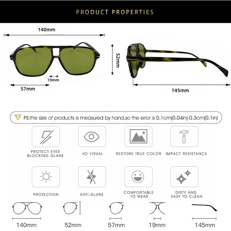 QVKUUT Retro Rectangular Sunglasses for Men and Women Rectangle Retro
