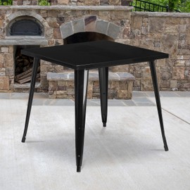 Flash Furniture Toby Commercial Grade 31.75" Square Black Metal Indoor-Outdoor Table