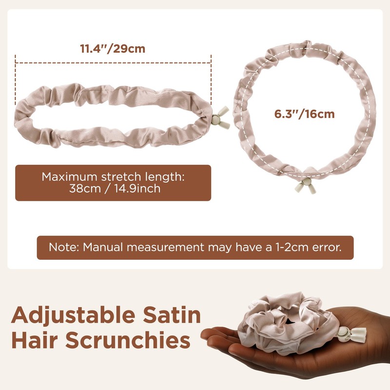 6PCS Adjustable Hair Ties, Afro Puff Satin Hair Tie Elastics