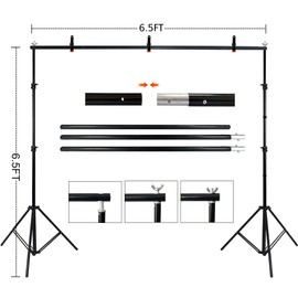 LIVUCEE LIVUCEE 2 in 1 Green Backdrop Stand Kit, 6.5x6.5 ft Portable Dual Rod Stand kit with 6x7ft Green Backdrop-Premium Polyester for Video Streaming, Portrait Photoshoot, Wall Mounted, Parties
