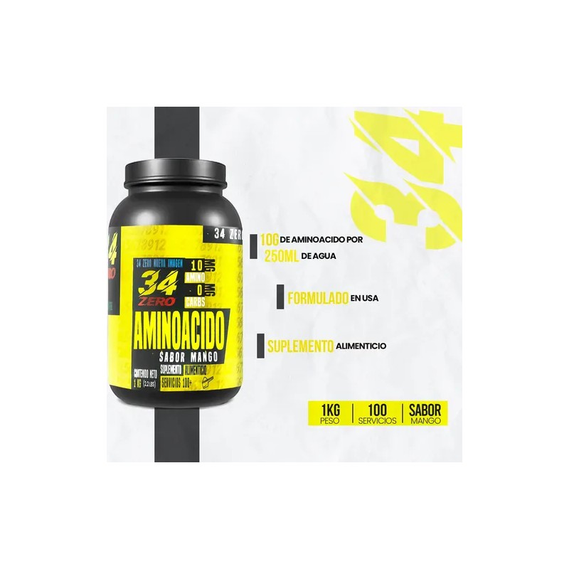 Aminoacido 34 Zero 1kg 200 Servicios Varios Sabores