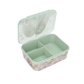 Depesche TOPModel Summer Feeling 13410 Lunch Box in Green and Pink with Model Motif and Floral Pattern, Lunch Box with 3 Compartments and Hinged Lid