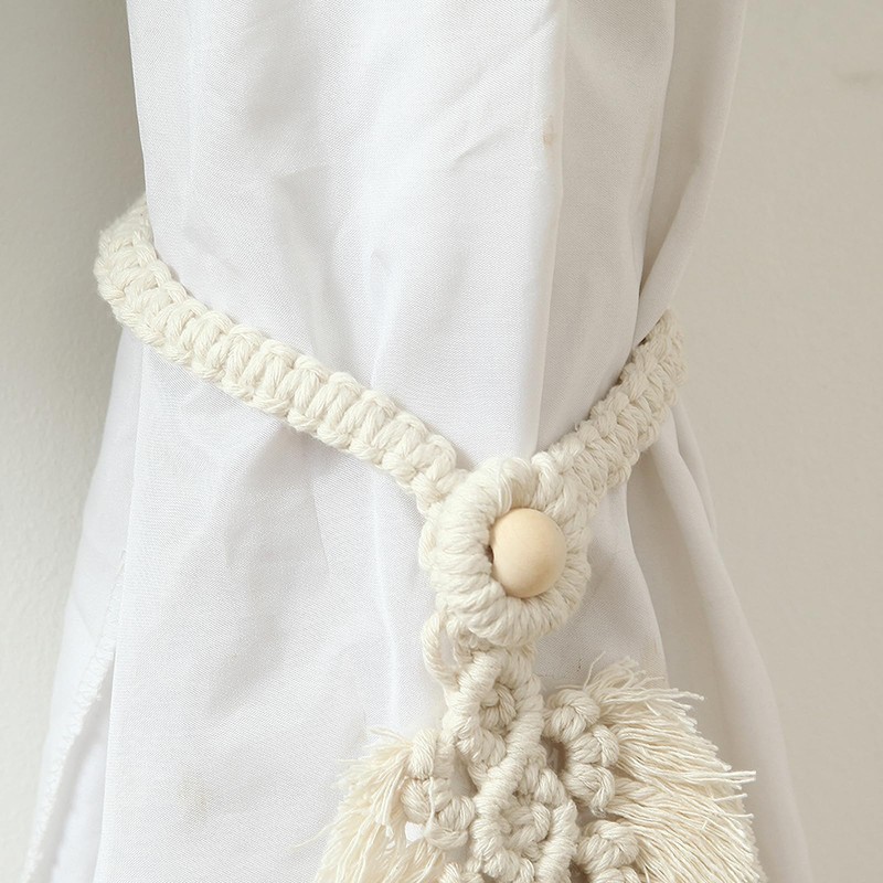 2Pcs Soft Rope Tassel Curtain Pull Backs Fashionable Hand Knitting