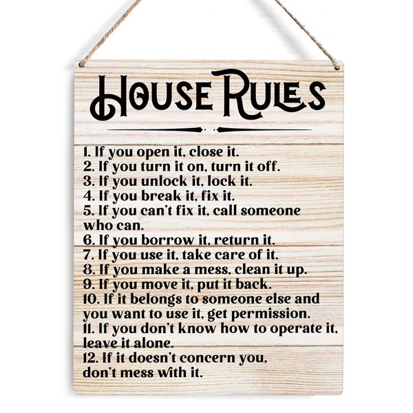 House Rules Wooden Sign Wall Decor Rustic House Rules If