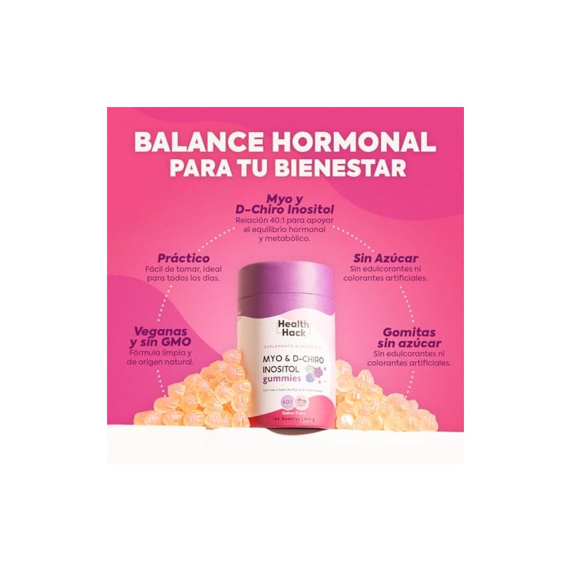 Myo Inositol y D-Chiro Inositol 40:1 180 Gomitas Sin Azúcar