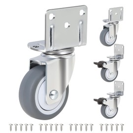 Enyke 2 Inch L-Shaped TPR Rubber Casters Set of 4, Side Mount Casters 500 LBS, 360 Degree Plate Swivel Castor Wheels with Ball Bearing, Casters Wheels for Furniture, Workbench