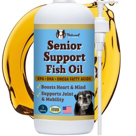 Natural Dog Company Omega 3 Fish Oil for Senior Dogs Supplement – Support Mobility, Skin, Coat, Heart & Brain, with Turmeric, Salmon & Fish Oil for Aging Dogs, Liquid Canine Supplement, 16oz