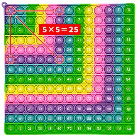Push and Pop Bubble Sensory Fidget Toy, Squeeze Spielzeug Antistress, Push Pop Bubble Fidget Toy, Stressabbau Spielzeug 2 in 1 Rainbow Multiplikationsbrett Lernspielzeug für Kinder und Erwachsene