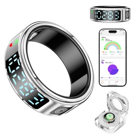 SSPATIOS Smart Ring Health with LED Display Screen, Activity/Sleep/iOS & Android (Silver 12#)