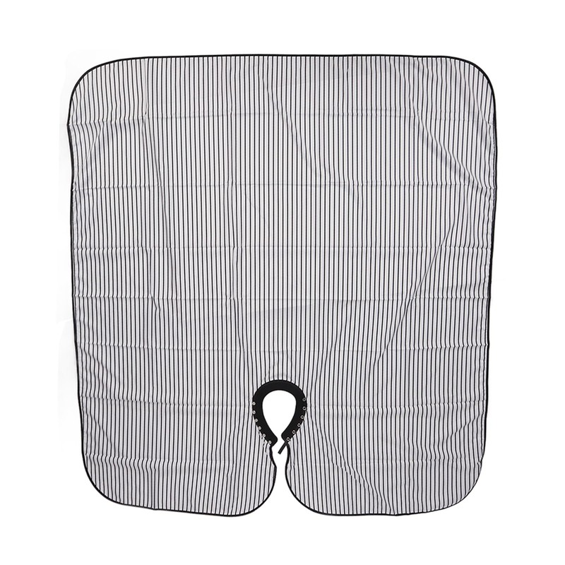 Hair Cut Cape Striped Polyester Waterproof Smooth Surface Neckline Adjustable