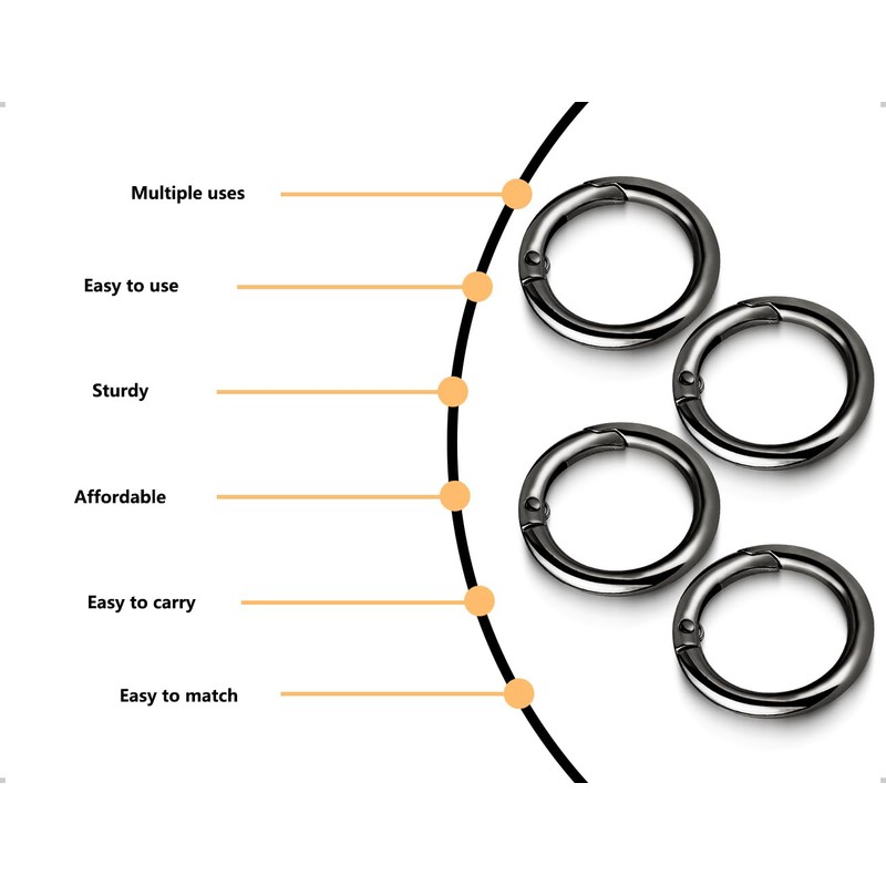 ZoeTekway Pack of 4 Snap Hooks, Zinc Alloy Ring Carabiner,