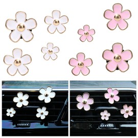 Whaline 8 Pieces Flowers Car Air Vent Clips with Fragrance Pads Pink White Daisy Air Conditioning Outlet Clip Car Air Freshener Charm Flowers Cute Car Accessories Car Interior Decor, Assorted Sizes