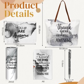 Wowangce 5 Pcs Employee Appreciation Gift Set for Women Christmas Thank You Gift Thank You for Being Awesome 20 oz Marble Insulated Tumbler Tote Bag Makeup Bag Journal Ballpoint for Staff Coworker