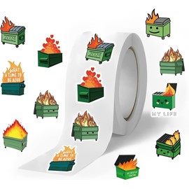 Dumpster Fire Decorative Sticker Roll, 2024 Design, Funny Meme Decals, White