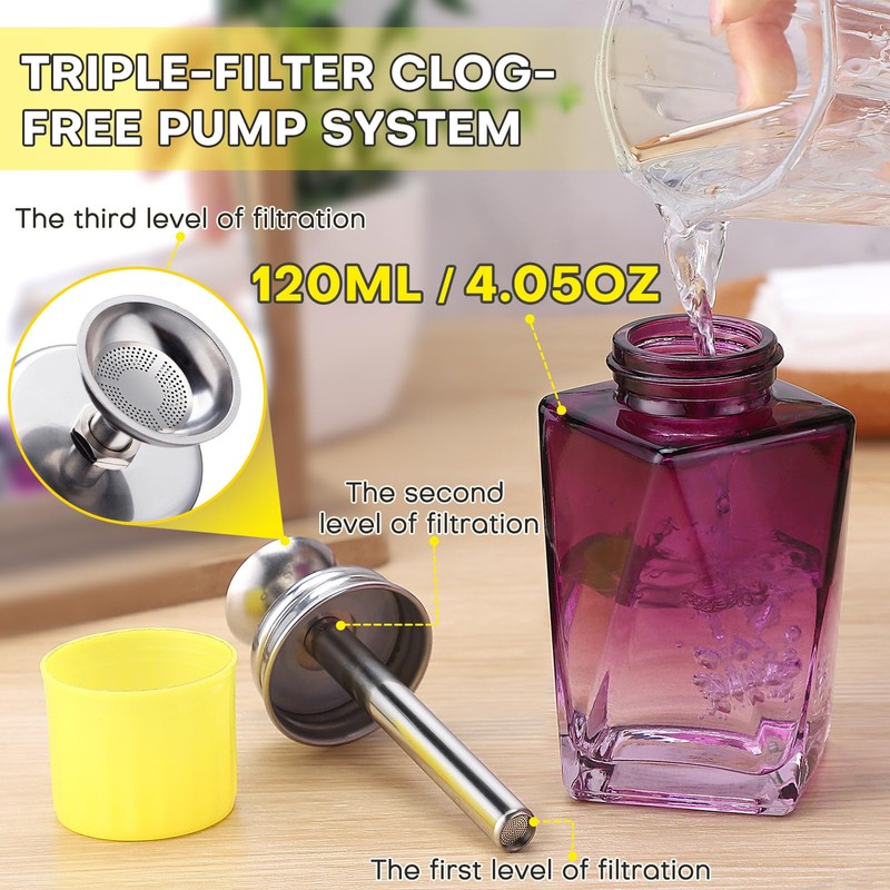Noverlife 4Oz / 120ml Glass Acetone Pump Dispenser with Cover,