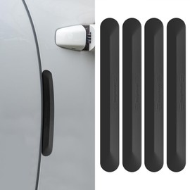 HQRNYP 4PCS Silicone Car Door Edge Guard, Car Door Protector, Self Adhesive Crash Scratch Strips Accessories Protector, Auto Accessories Decorative Anti-Collision Strip for Sedans Truck SUV (Black)