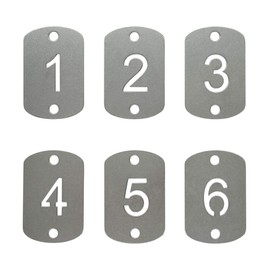 Rectangular Hollowed Stainless Steel Number Tags Key Tags with Two Holes (1-25)