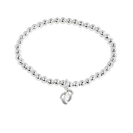 GAUEIOUR New MOM Bracelet Gifts,Creative Design Little Foot Accessories, Novice Mom Mother's Day Blessing Gift Bracelet,Sterling Silver Ball Bracelet