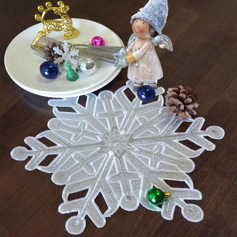 Grelucgo Set of 4 Embroidered Christmas Holiday Table Placemats, Double