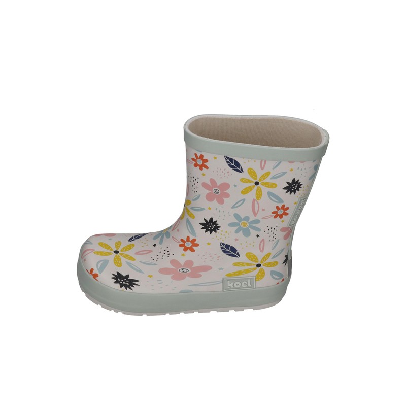 KOEL Barefoot Wellie Bare Wellington Boots, Multi White Flowers, Size: