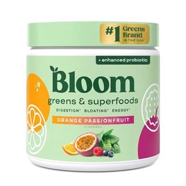 Bloom Nutrition Super Greens Powder Smoothie & Juice Mix - Probióticos para la salud digestiva y alivio de la hinchazón, enzimas digestivas con espirulina y clorella para la salud intestinal (maracuyá naranja)