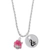 Delight Jewelry Hot Pink Hibiscus Flowers Spinner - Silvertone Script
