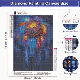 KEYIFA Dream Catcher 5D Diamond Painting Set for Adults, DIY Diamond Painting Pictures Art Crystal Set, Diamond Painting Accessories, Full Drill Pictures, Home Wall Decor, 30 x 40 cm