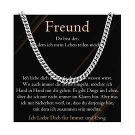 PDTU Gifts for Men, Stainless Steel Chain Love Gifts for Husband Boyfriend Dad Bonus Dad Becoming Dad Brother Son Necklace Men's Gift for Anniversary Birthday, Stainless Steel, Not Applicable