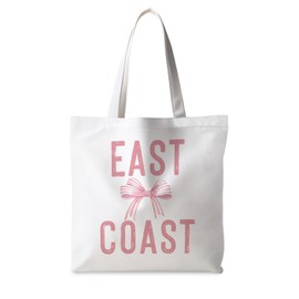 ignytiger Pink Coastal Tote Bag, Coquette Pink Bow Beach Tote Bags for Women, Ocean Beach Gifts for Women, Preppy Coquette Stuff, East Coast Preppy Beachy Reusable Grocery Shopping Bags