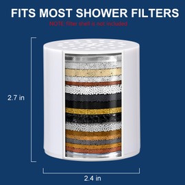 20 Stage Shower Filter Replacement Cartridge - Water Filter Cartridge for Hard Water, Chlorine, Heavy Metals, High Output Shower Water Softener (4)