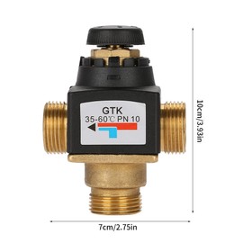 Yunxwd 3-Way Thermostat Mixing Valve, DN20 Male Thread Brass Thermostatic Mixing Valve for Shower System Water Temperature Control Pipe Basin Thermostat Control