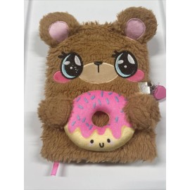 Claires Brown Bear Donut Lockable Diary/Journal with keys Brand New